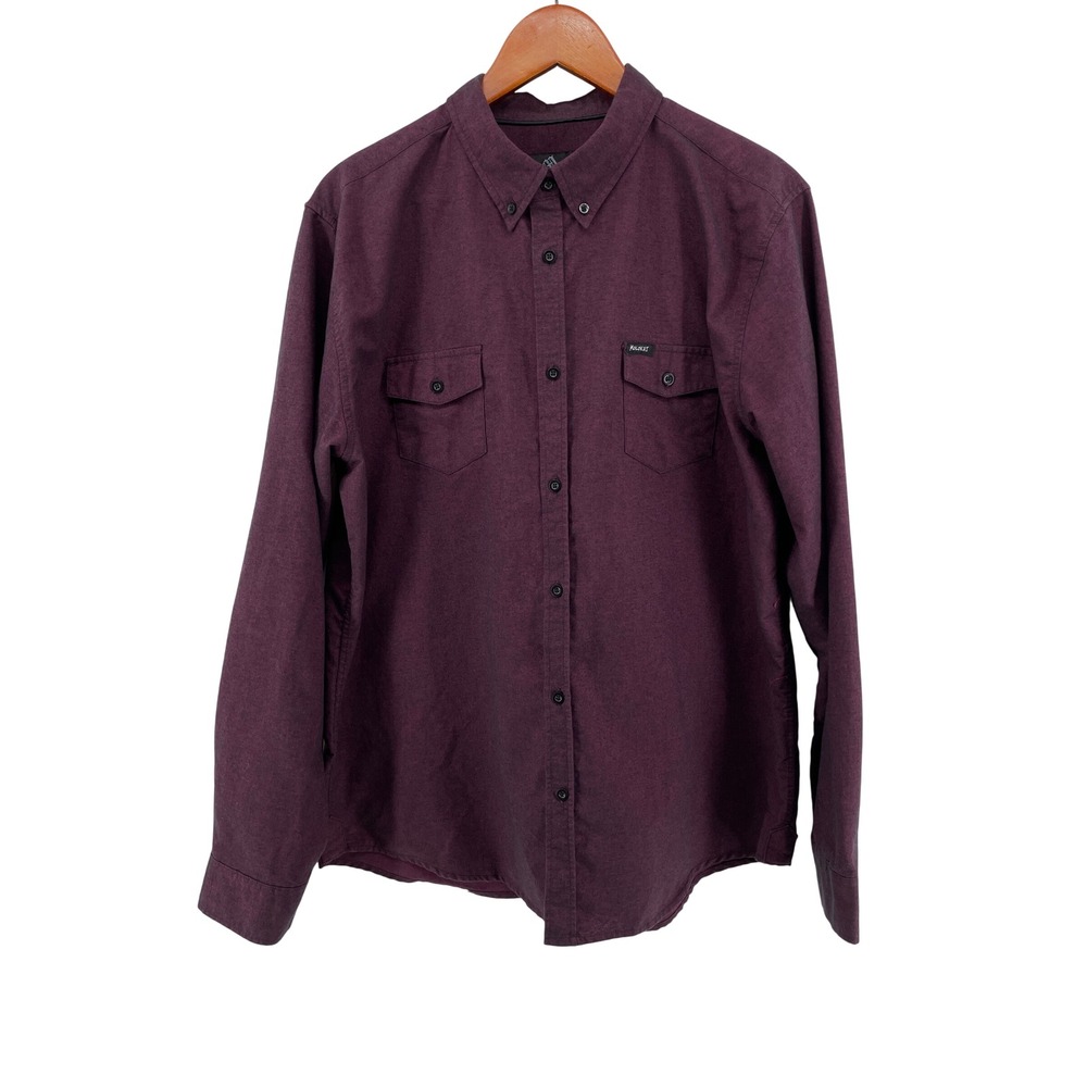 Molokai Surf Co Button Down Shirt Mens XL Burgundy Heathered Long Sleeve Utility